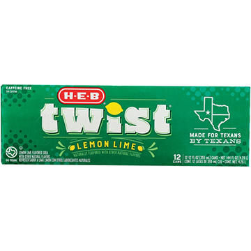 H-E-B Twist Lemon Lime Soda 12 pk Cans