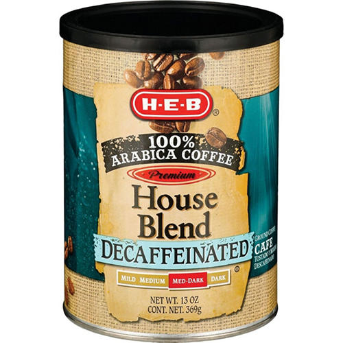 H-E-B Premium 100% Arabica Decaf House Med-Dark Ground Coffee, 13 oz
