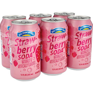 Hill Country Fare Strawberry Soda 6 pk Cans