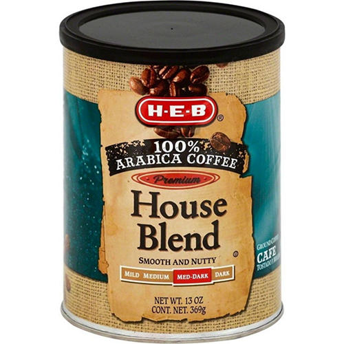 H-E-B Premium 100% Arabica House Blend Med-Dark Roast Ground Coffee, 13 oz