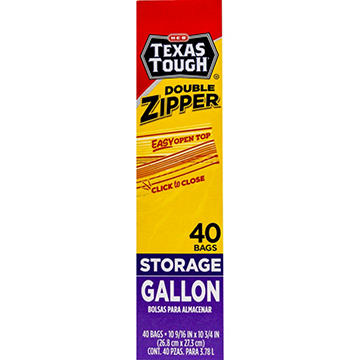 H-E-B Texas Tough Double Zipper Gallon Storage Bags
