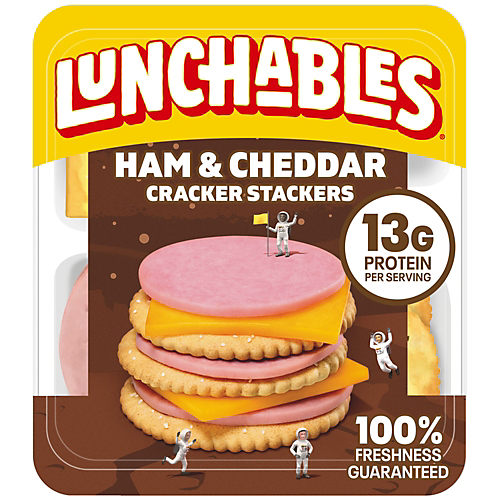 Lunchables Turkey and Cheddar Cracker Stackers 3.2 oz. Tray - 16/Case