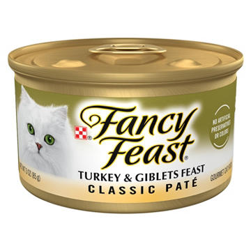 Fancy Feast Purina Pate Classic Grain Free Wet Cat Food Pate - Turkey and Giblets Feast