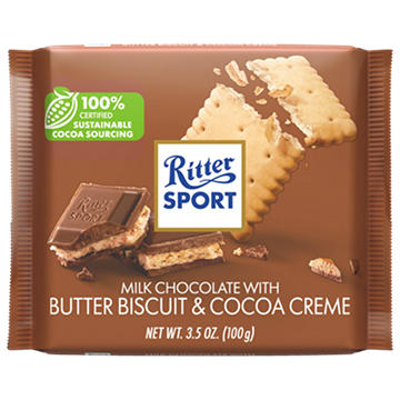 Ritter Sport Milk Chocolate with Butter Biscuit & Cocoa Creme