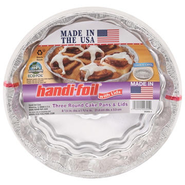 Handi-Foil Round Cake Pans & Lids, 3 pk