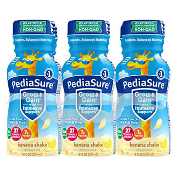 PediaSure Grow & Gain with Immune Support 7g Protein Shake for Kids - Banana, 8 oz Bottles