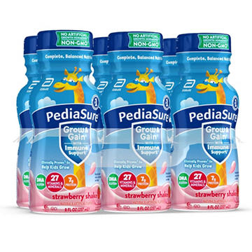 PediaSure Grow & Gain with Immune Support 7g Protein Shake for Kids - Strawberry, 8 oz Bottles