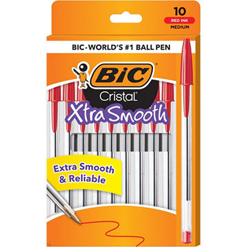 BIC Cristal Xtra Smooth 1.0mm Ball Pens - Red Ink