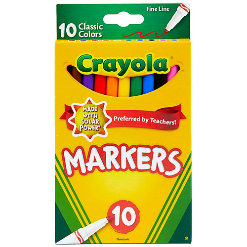Crayola Ultra-Clean Washable Markers, Fine Line, Assorted Colors
