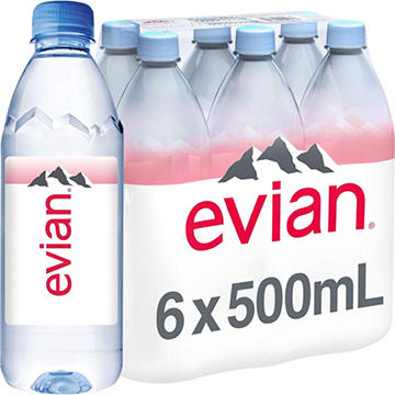 Evian Natural Spring Water 6pk Bottles