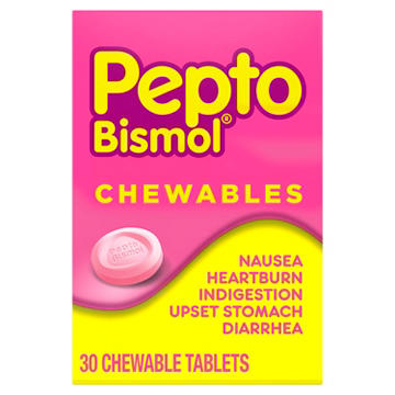 Pepto-Bismol Chewable Tablets for Nausea, Heartburn, Indigestion, Upset Stomach, & Diarrhea - 5 Symptom Fast Relief, Original Flavor