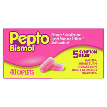 Pepto-Bismol Caplets for Nausea, Heartburn, Indigestion, Upset Stomach, & Diarrhea, 5 Symptom Fast Relief