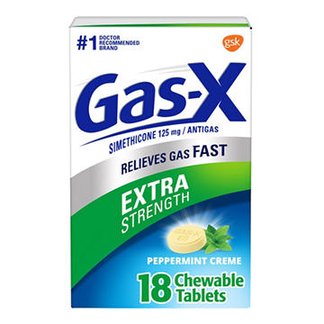 Gas-x Extra Strength Chewable Gas Relief Tablets with Simethicone 125 mg, Peppermint Crème