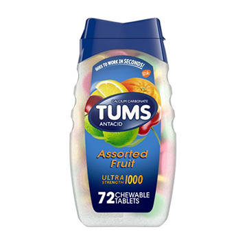Tums Ultra Strength Chewable Antacid Tablets for Heartburn Relief, Assorted Fruit