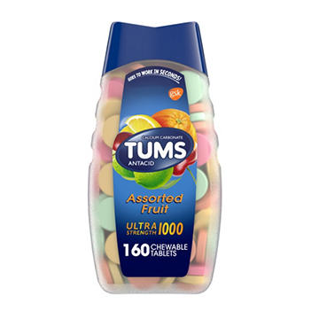 Tums Ultra Strength Chewable Antacid Tablets for Heartburn Relief, Assorted Fruit