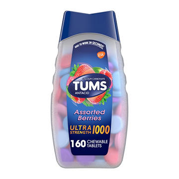 Tums Ultra Strength Chewable Antacid Tablets for Heartburn Relief, Assorted Berries