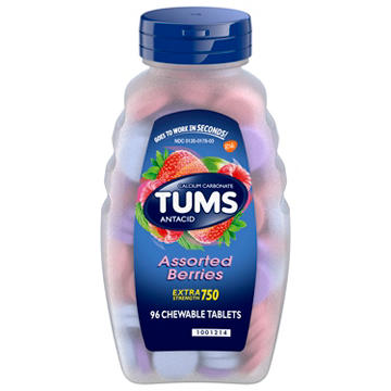 Tums Chewable Antacid Tablets for Extra Strength Heartburn Relief, Assorted Berries Flavors