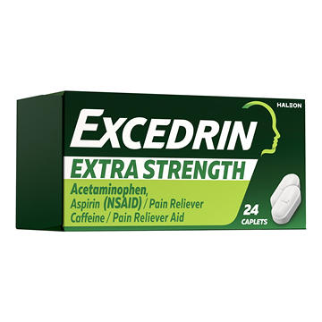 Excedrin Extra Strength Caplets for Headache Pain Relief, Acetaminophen 250mg, Aspirin 250mg, Caffeine 65mg, Pain Reliever
