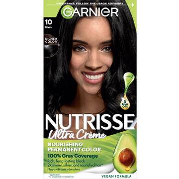 Garnier Nutrisse Nourishing Hair Color Creme with Five Oils - 10 Black (Licorice)