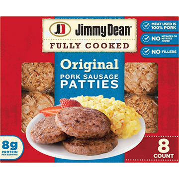 Jimmy Dean Fully Cooked Pork Breakfast Sausage Patties - Original, 8 ct