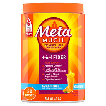 Metamucil 4-in-1 Psyllium Husk Fiber Supplement, Pant-Based & Sugar-Free, Daily Fiber Powder for Digestive Health, Orange Flavor