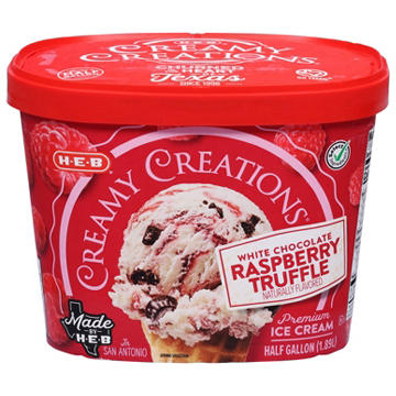 H-E-B Creamy Creations White Chocolate Raspberry Truffle Ice Cream