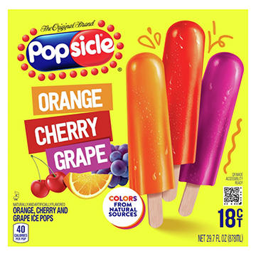Popsicle Ice Pops Variety Pack - Orange, Cherry & Grape