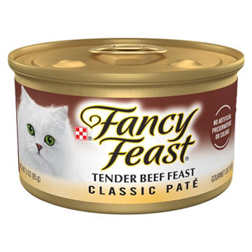 Fancy Feast Purina Tender Feast Classic Grain Free Wet Cat Food Pate - Beef