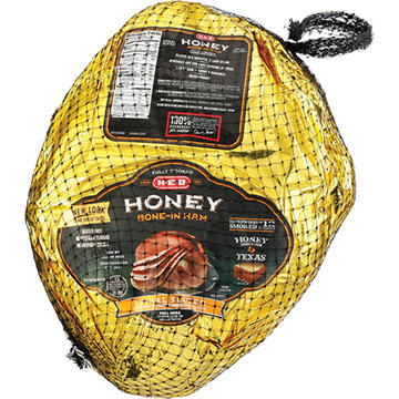 H-E-B Fully Cooked Bone-in Hardwood Smoked Whole Spiral Sliced Ham - Honey Glaze