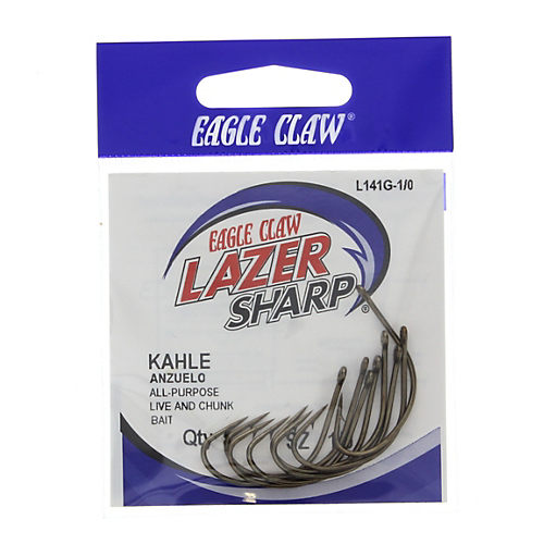 Eagle Claw Lazer Sharp Zip-Lip Kahle Fishing Hooks, Size 1/0