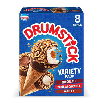 Nestle Drumstick Sundae Cones Variety Pack - Chocolate, Vanilla & Caramel