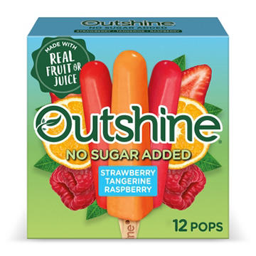 Outshine No Sugar Added Frozen Fruit Pops Variety Pack - Strawberry, Tangerine & Raspberry