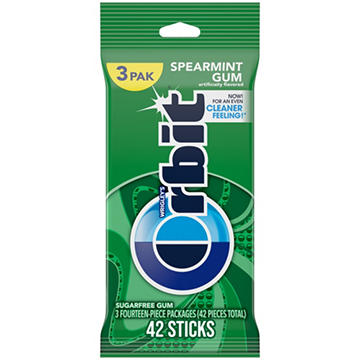 Orbit Spearmint Sugar Free Chewing Gum, 3 pk