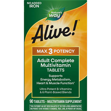 Nature's Way Alive! Max3 Potency Adult Complete Multivitamin Tablets - No Added Iron