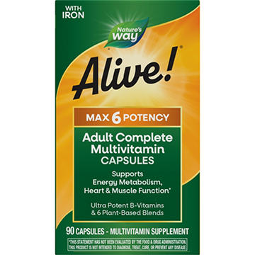 Nature's Way Alive! Max6 Max Potency Adult Complete Multivitamin Capsules - With Iron