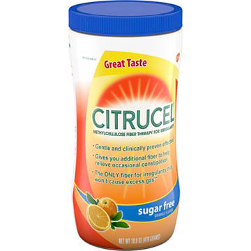 Citrucel Sugar Free Fiber Powder for Occasional Constipation Relief, Orange Flavor