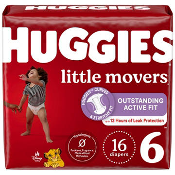 Huggies Little Movers Baby Diapers - Size 6 (35+ lbs)