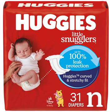 Huggies Little Snugglers Baby Diapers - Size Newborn (up to 10 lbs)