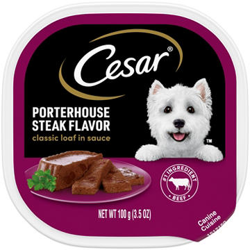 Cesar Wet Dog Food Classic Loaf in Sauce Easy Peel Trays - Porterhouse Steak Flavor