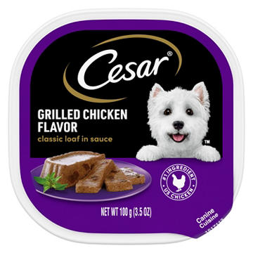 Cesar Wet Dog Food Classic Loaf in Sauce Easy Peel Trays - Grilled Chicken Flavor