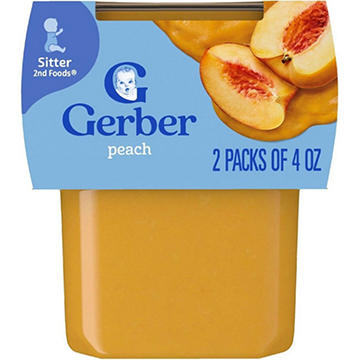 Gerber Stage 2 Baby Food - Peach, 4 oz Tubs