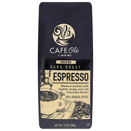 CAFE Olé by H-E-B Dark Roast Espresso Ground Coffee, 12 oz