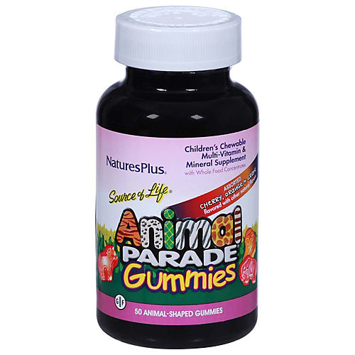NaturesPlus Source of Life Animal Parade Children's Multivitamin Cherry,  Orange & Grape Gummies - Shop Multivitamins at H-E-B