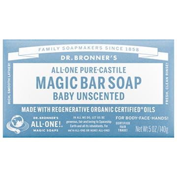 Dr. Bronner's Magic Soaps All-One Hemp Baby Unscented Pure-Castile Bar Soap