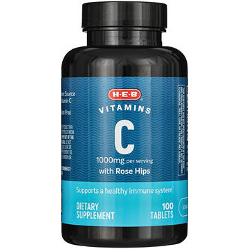 H-E-B Vitamins 1,000 mg C with Rose Hips Tablets