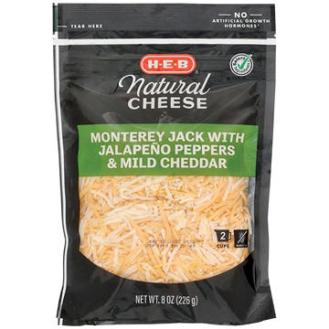 H-E-B Monterey Jack with Jalapenos & Mild Cheddar Shredded Cheese