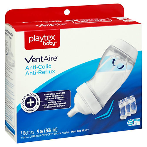 Playtex VentAire Advanced Wide with Fast Flow Nipple 9 oz Bottles - Shop  Bottles at H-E-B