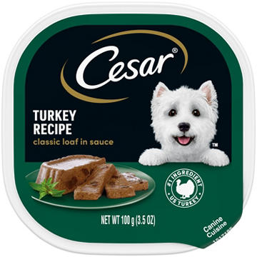 Cesar Wet Dog Food Classic Loaf in Sauce Easy Peel Trays - Turkey Recipe