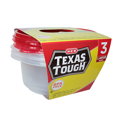 H-E-B Large Bowl Holiday Containers (Red or Green), 5 ct