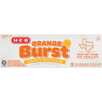 H-E-B Zero Sugar Orange Burst Soda 12 pk Cans